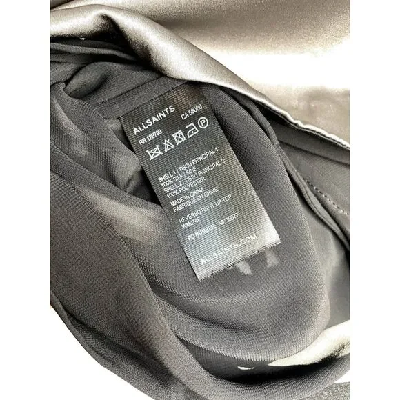 AllSaints Reverso Rip It Up Top / Tunic - Black and Gray Print Size 4 - Picture 7 of 7